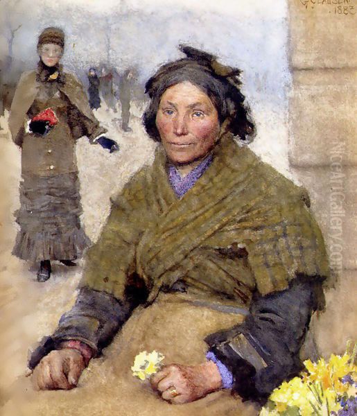 Flora The Gypsy Flower Seller Oil Painting by Sandor Nagy