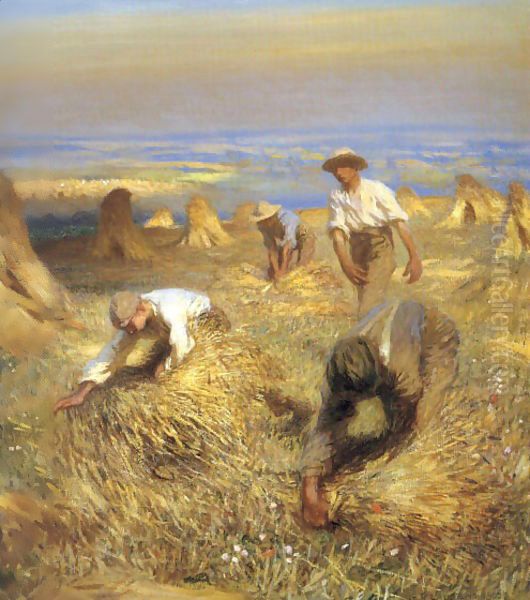 Harvesting the Sheaves 1902 Oil Painting by Sandor Nagy