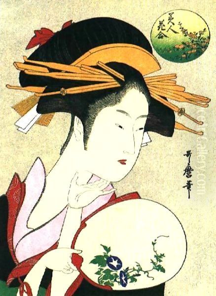 A Beautiful Woman Oil Painting by Katsushika Hokusai