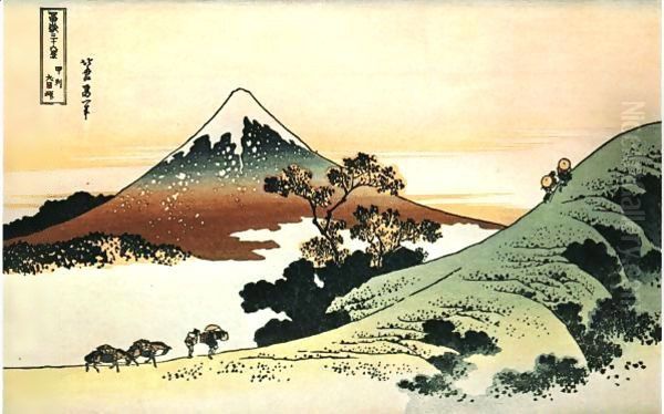 Inume Pass in Kai Province Oil Painting by Katsushika Hokusai