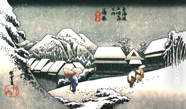 Winter Evening in Japan Oil Painting by Katsushika Hokusai