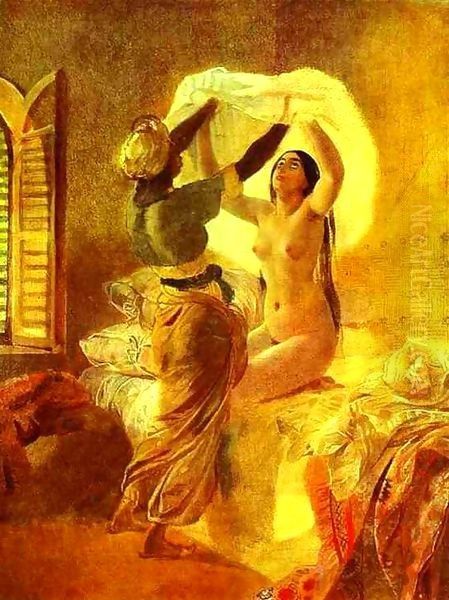 In a Harem 1850 1852 Oil Painting by Julia Vajda