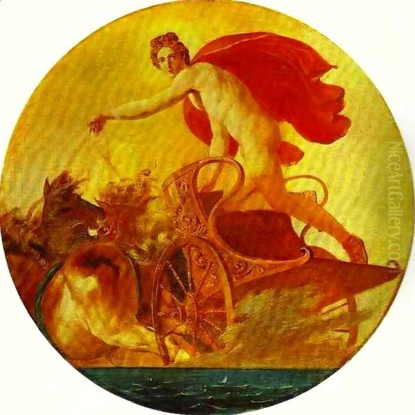 Pheb in His Chariot Date unknown Oil Painting by Julia Vajda