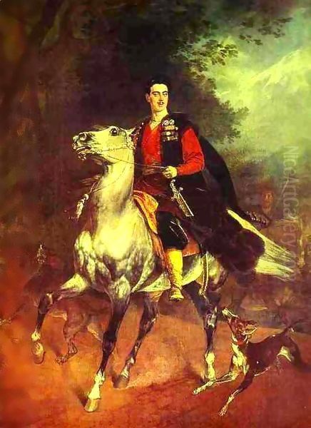 Portrait of A N Demidov Prince of San Donato Unfinished 1831 Oil Painting by Julia Vajda