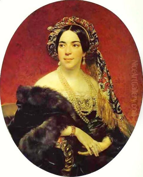 Portrait of Princess Z A Volkonskaya 1842 Oil Painting by Julia Vajda