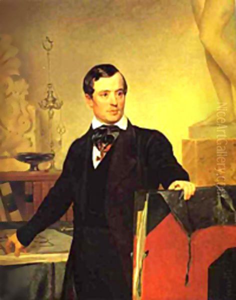 Portrait of the Architect and Painter Alexander Brulloff 1841 Oil Painting by Julia Vajda