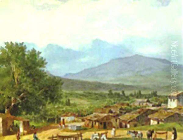 Village of San Rocco near the Town of Corfu 1835 Oil Painting by Julia Vajda