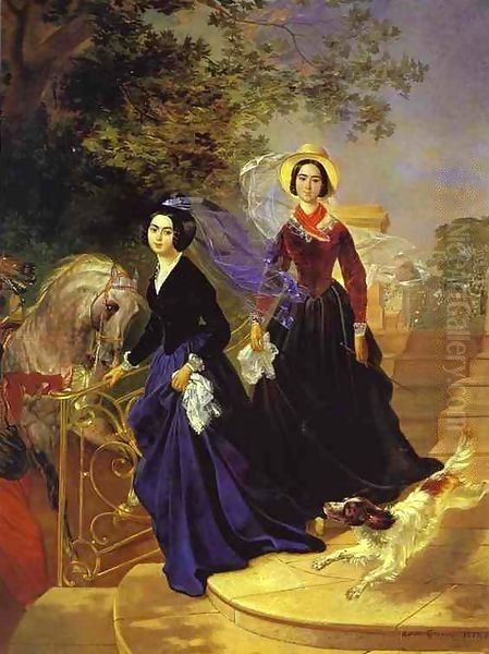 Portrait of the Shishmariov Sisters Oil Painting by Jules-Elie Delaunay