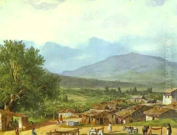 Village of San Rocco near the Town of Corfu Oil Painting by Jules-Elie Delaunay