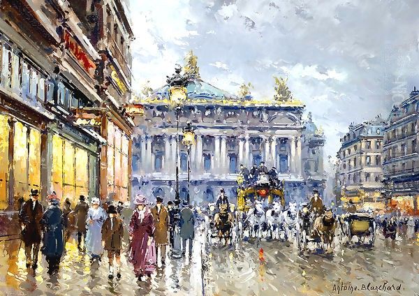 Avenue de l Opera Oil Painting by Agost Benkhard