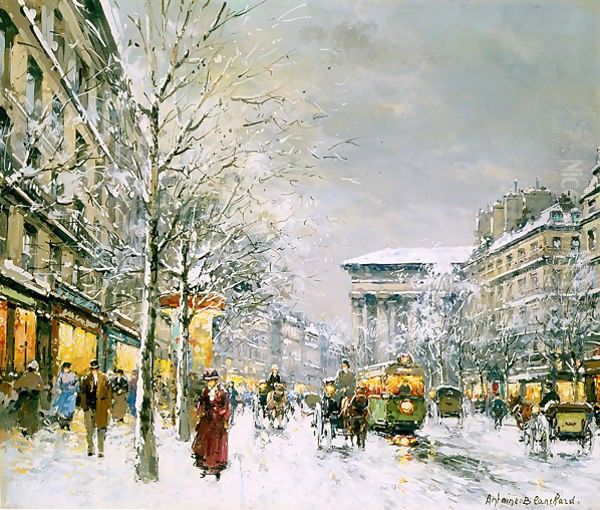 Boulevard de la Madeleine Sous la Neige Oil Painting by Agost Benkhard