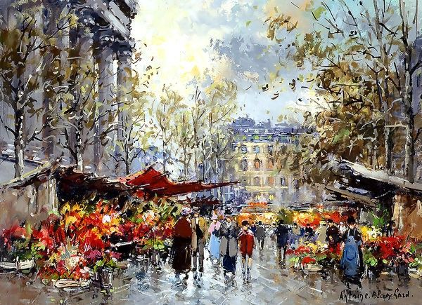 Flower Market Madeleine Oil Painting by Agost Benkhard