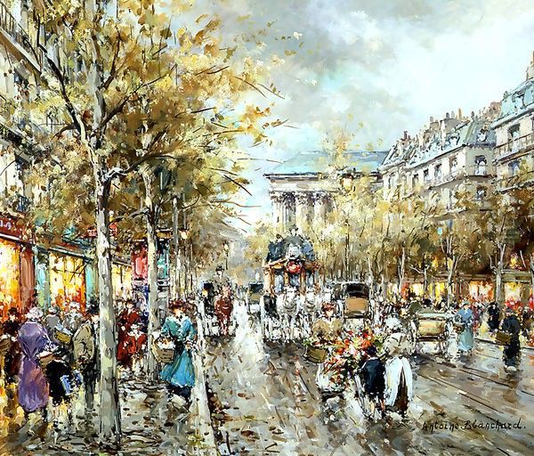 La Madeleine Boulevard des Capucines Oil Painting by Agost Benkhard