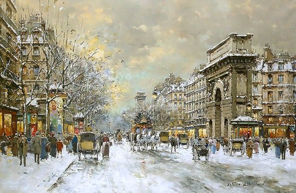 Les Grands Boulevards Porte St Martin and Porte St Denis Oil Painting by Agost Benkhard