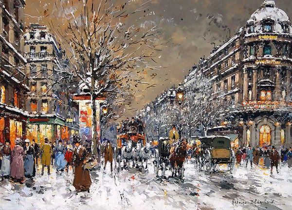 Les Grands Boulevards sous la Neige Oil Painting by Agost Benkhard