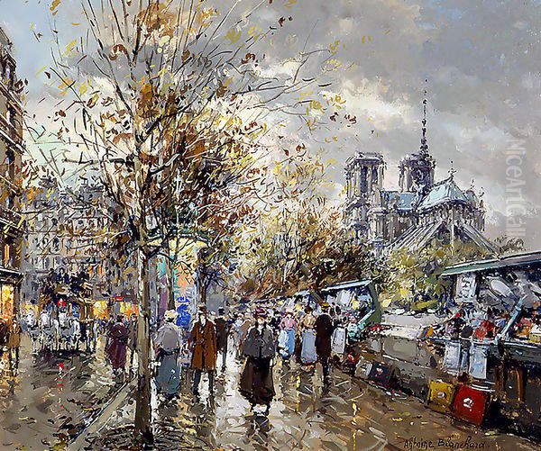 Paris Les Bouquinistes Oil Painting by Agost Benkhard