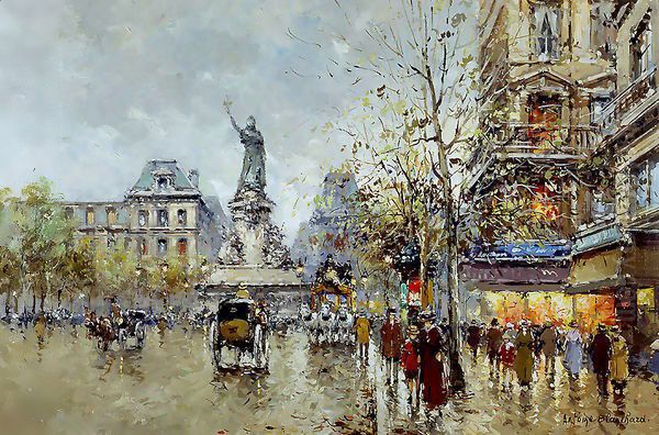 Place de la Republique Oil Painting by Agost Benkhard