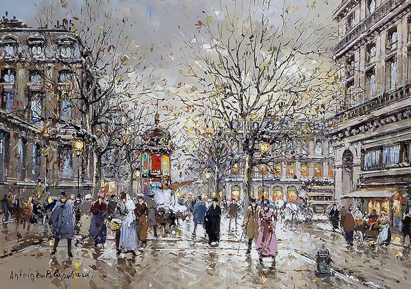 Place du Palais Royal Oil Painting by Agost Benkhard