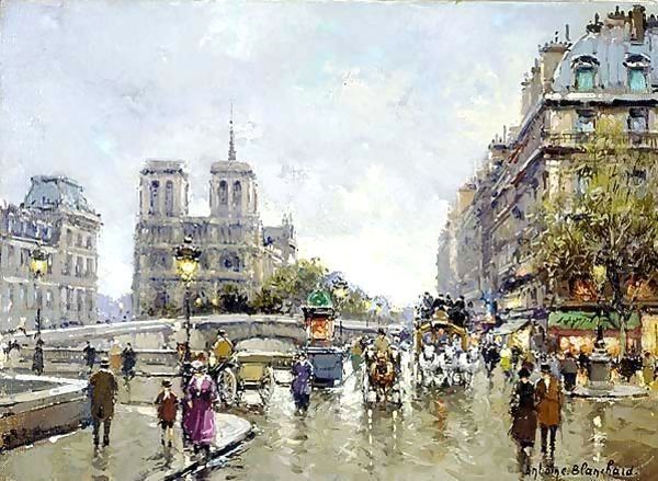 Pont Saint Michel Notre Dame Oil Painting by Agost Benkhard