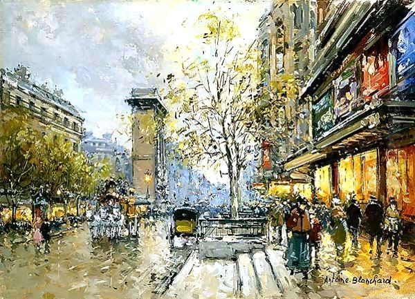 Porte St Denis Oil Painting by Agost Benkhard