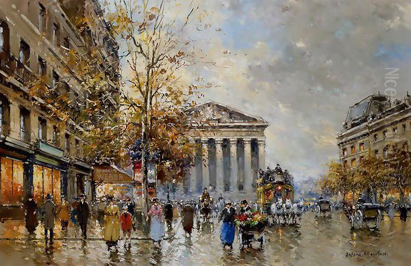 Rue Royale Madeleine1 Oil Painting by Agost Benkhard