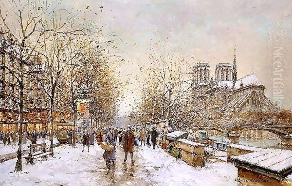 Winter in Paris Notre Dame Oil Painting by Agost Benkhard