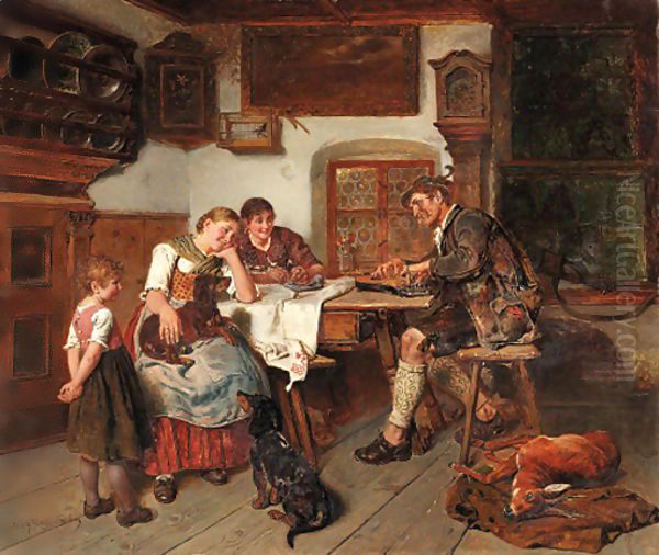 The huntsman's song Oil Painting by Adolf Eberle