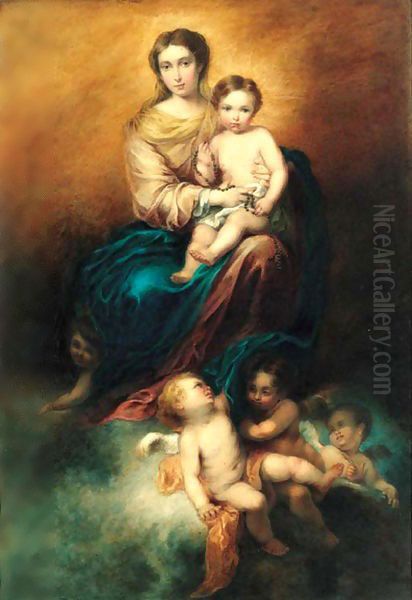 The virgin and child in glory Oil Painting by Bartolome Esteban Murillo