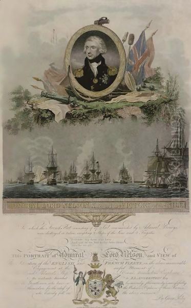 Admiral Lord Nelson, K.B. and the victory of the Nile, by Piercy Roberts Oil Painting by Lemuel-Francis Abbott