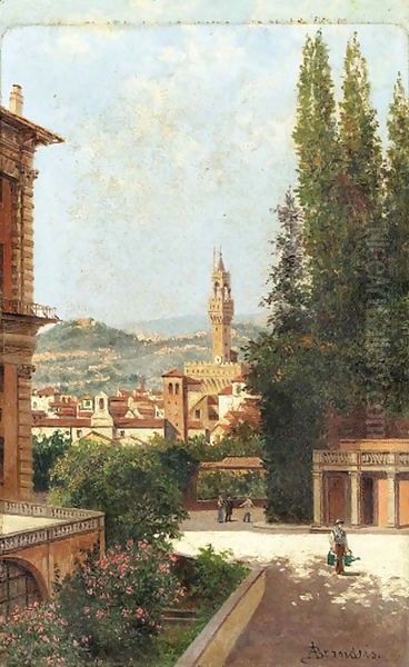 A view of the Boboli Gardens Oil Painting by Antonietta Brandeis