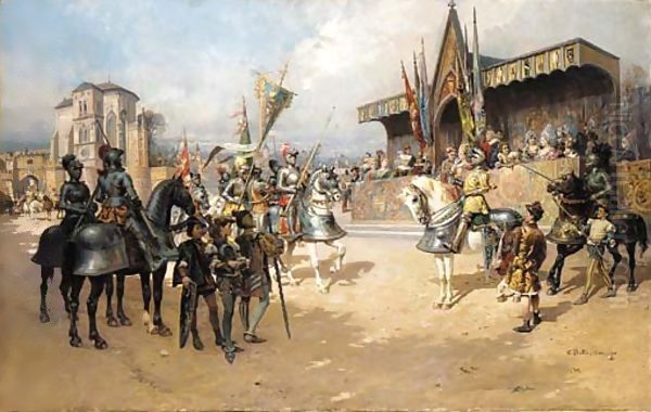 Before the Joust Oil Painting by Cesare-Auguste Detti