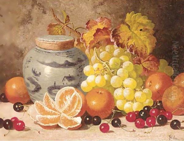 Oranges, cherries, grapes, and a ginger jar Oil Painting by Charles Thomas Bale