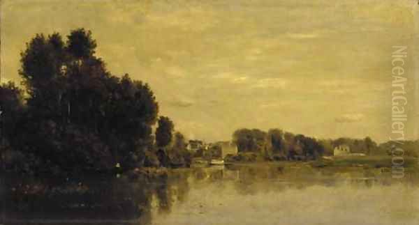 Bords de l'Oise 2 Oil Painting by Charles-Francois Daubigny