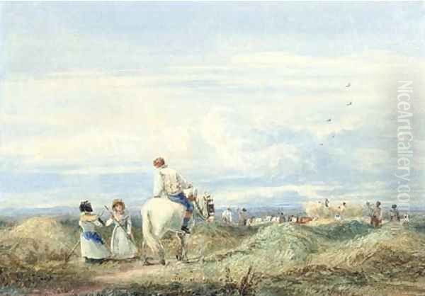 In the hayfield Oil Painting by David Cox