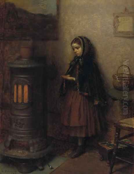 Warming Her Hands Oil Painting by Eastman Johnson