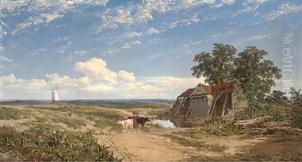 Near Missenden, Buckinghamshire Oil Painting by Edmund John Niemann, Snr.