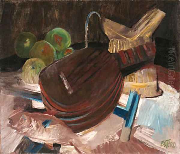 Still Life with Guitar Oil Painting by Fernando Botero