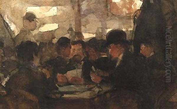 Cafe interieur Oil Painting by Floris Arntzenius