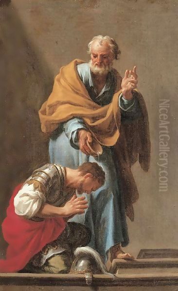 Saint Peter baptizing the Centurion Cornelius Oil Painting by Francesco Trevisani