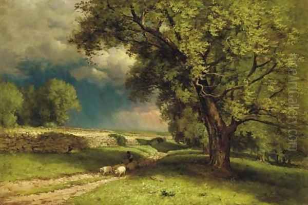 Landscape with Sheep Oil Painting by George Inness