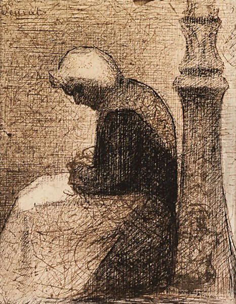 Assise prs d'un rverbre (Woman seated near a Streetlamp) Oil Painting by Georges Seurat