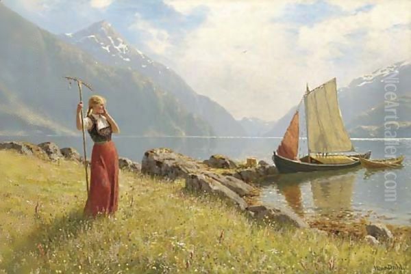 A secret embrace Oil Painting by Hans Dahl