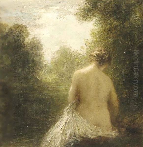 Baigneuse assise de dos Oil Painting by Ignace Henri Jean Fantin-Latour