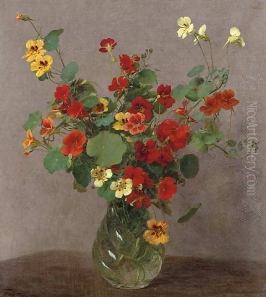 Capucines 2 Oil Painting by Ignace Henri Jean Fantin-Latour