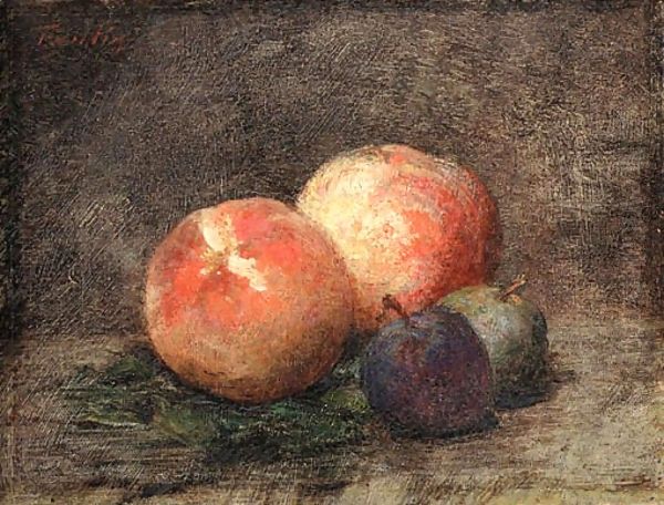 Pches et Prunes Oil Painting by Ignace Henri Jean Fantin-Latour