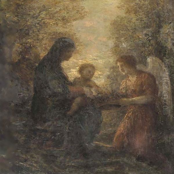 Le Repos de la Sainte Famille Oil Painting by Ignace Henri Jean Fantin-Latour