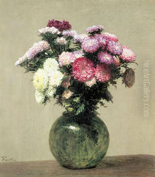 Marguerites Oil Painting by Ignace Henri Jean Fantin-Latour