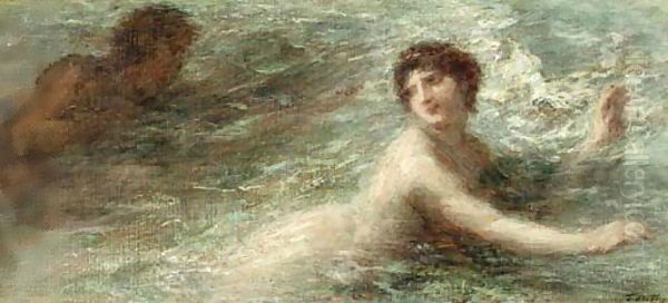 Naiade poursuivie par un Triton Oil Painting by Ignace Henri Jean Fantin-Latour