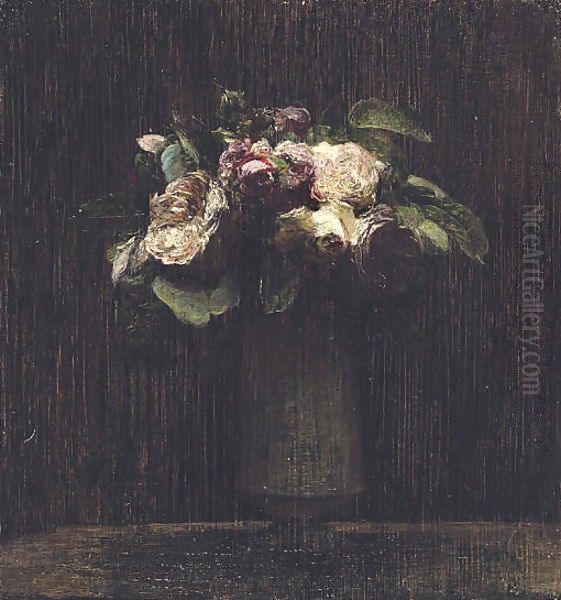 Roses 7 Oil Painting by Ignace Henri Jean Fantin-Latour