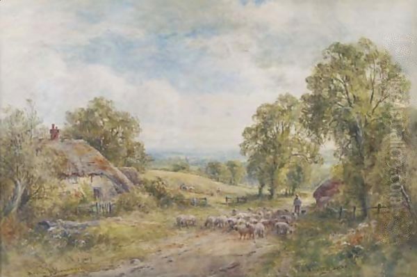 A Sussex lane Oil Painting by Henry John Kinnaird